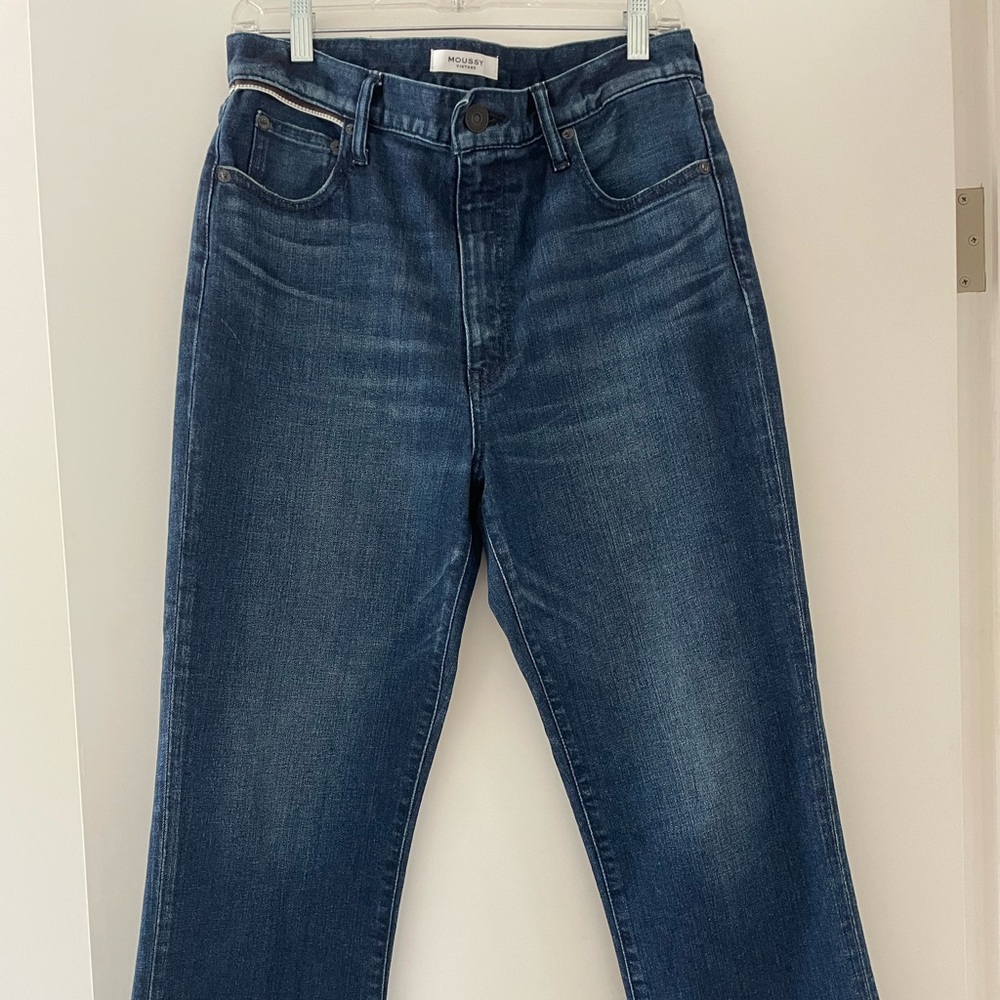 Moussy Vintage High Rise Boot Cut Blue Denim Jeans